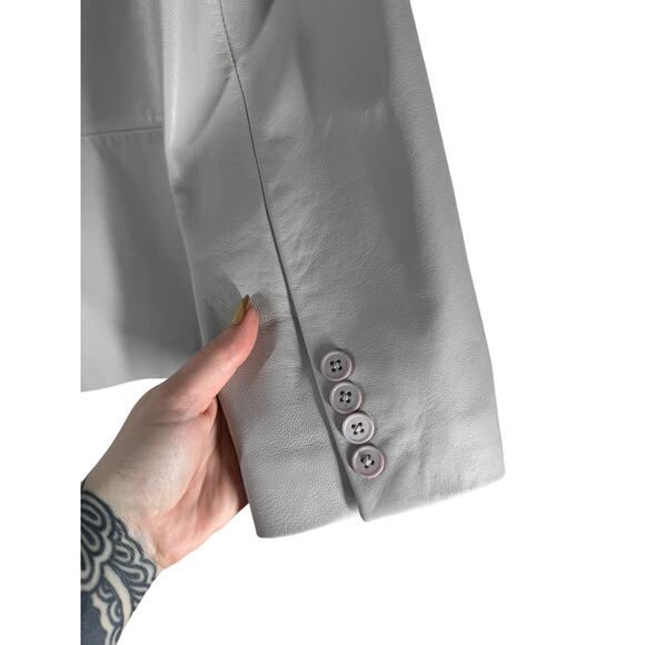 NWT Lamarque Felina Oversized Leather Blazer Moon Gray Medium Loose Baggy - Picture 7 of 11